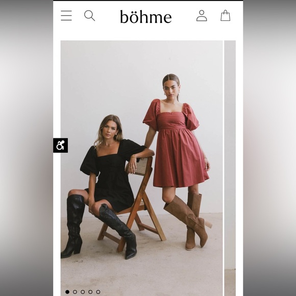 New, without tags, size medium, square neck puff sleeve dress - Picture 3 of 4